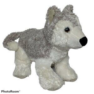 Animal Adventure Husky Puppy Dog Plush Gray White